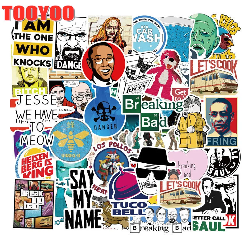 50PCS/set U.S. Drama Breaking Bad Stickers Graffiti Sticker For Luggage Skateboard Phone Laptop Bicycle Guitar Sticker