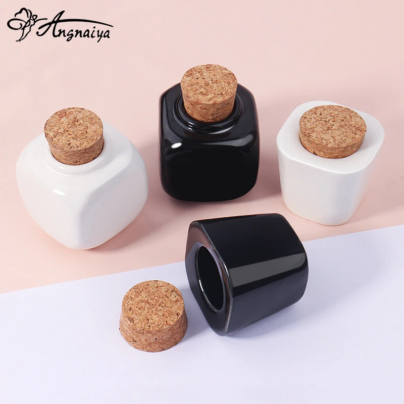 ANGNYA 1Pcs Ceramics Nail Cup Acrylic Powder Liquid Brush Dappen Bowl Holder Container Equipment Salon Tool With Wood Lid | Красота и