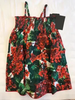 

2020 Girls Summer Dresses Kids Clothes Children Sleeveless Flower Print Princess Dress Elegant Girl Dress
