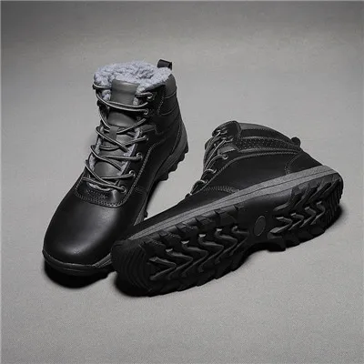 Зимние уличные ботинки мужская обувь мужские повседневные ботильоны на резиновой подошве мужские ботинки обувь Zapatos De Hombre - Цвет: Black