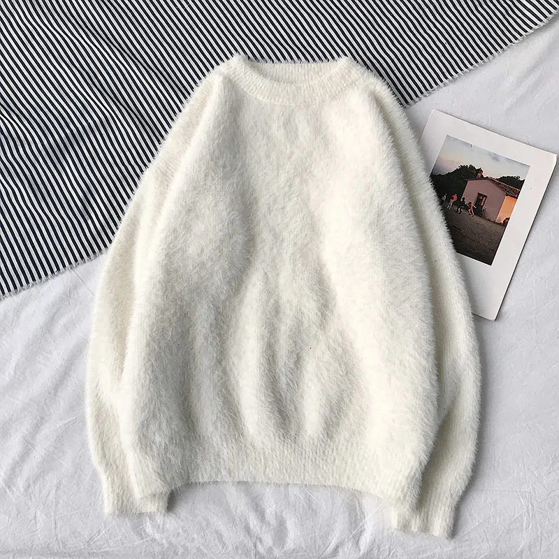 

Winter Plush Sweater Men's Warm Fashion Solid Color Casual Knit Sweater Man Sweter Clothes Wild Loose Long-sleeved Pullover Men