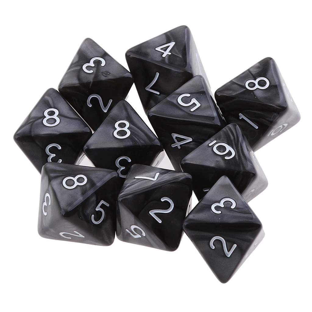 10pieces 8 Sided Dice D8 Polyhedral Dice for DND Party Table Board Games Dice Set