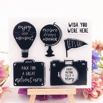 

12.5x10.5cm Globe camera Transparent Clear Stamps Silicone Seals Roller Stamp DIY scrapbooking photo album/Card Making wedding
