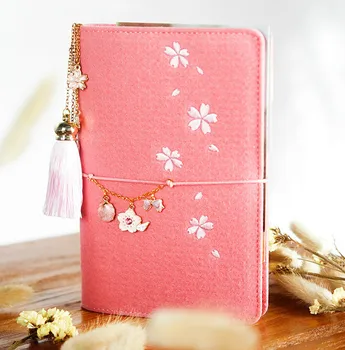 

A6 Korea Cute Felt Planner Notebook Stationery Supplies Japanese Sakura Diary Notebook Personal Spiral Ring Binder Planner