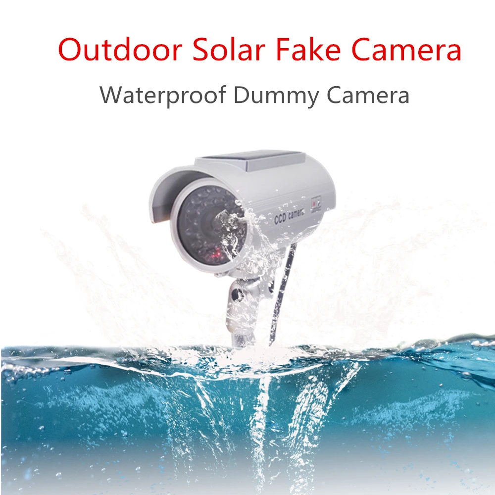 Solar Power Dummy Camera Outdoor Indoor Bullet LED Light Monitor Security Waterproof Fake Camera  CCTV Surveillance Camera