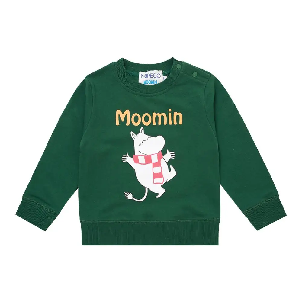 Moomin/весенне-летняя толстая футболка с длинными рукавами с рисунком рождественских персонажей из финского хлопка; зеленая футболка с круглым вырезом