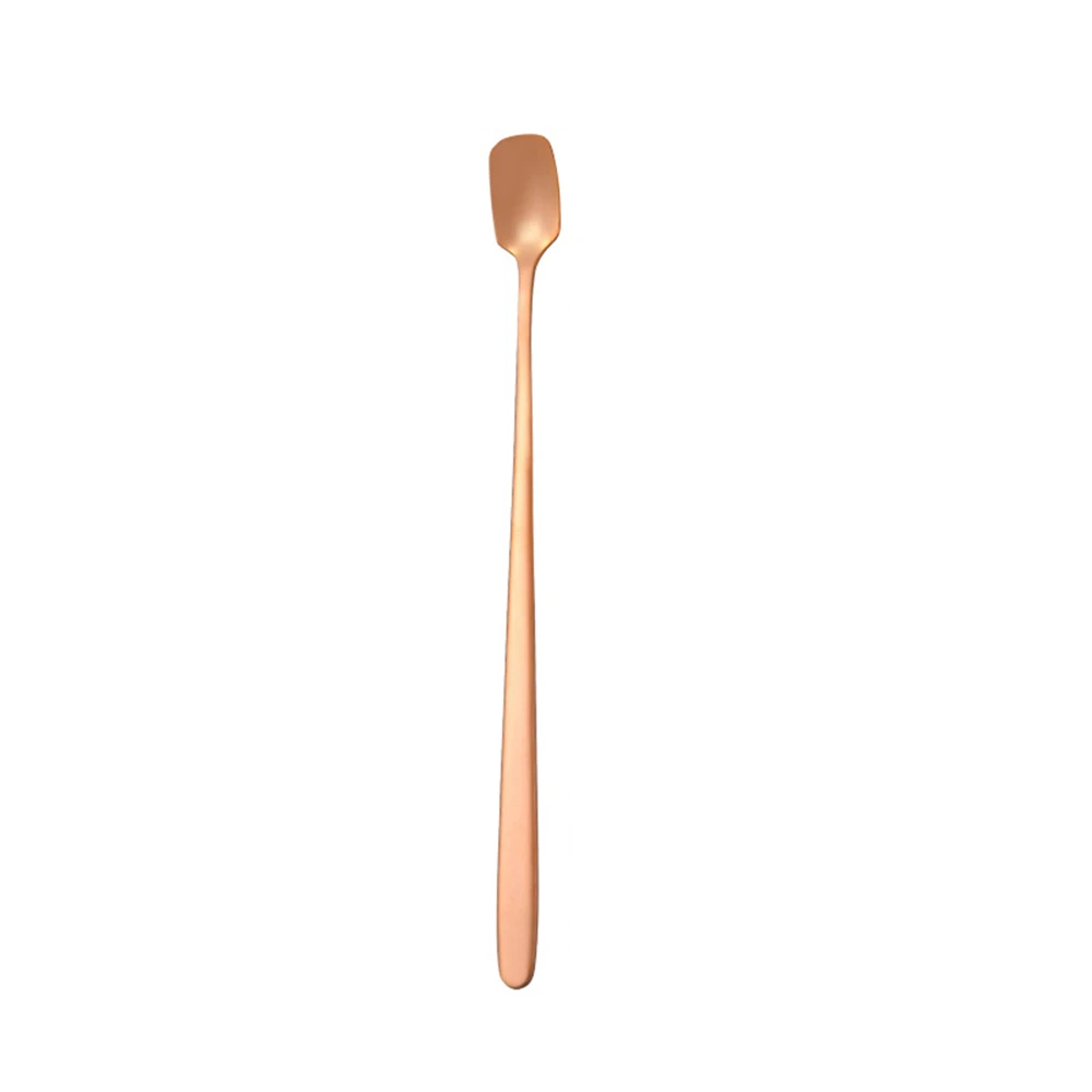 Rose gold Домашняя кухонная посуда, ложки для льда, кофе, молока, чая, перемешивания, 5 цветов, чайные ложки из нержавеющей стали с длинной ручкой, десертная ложка - Цвет: Rose gold
