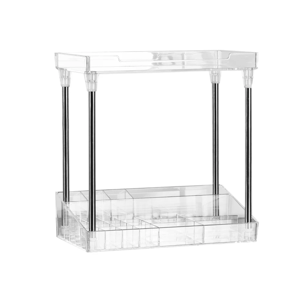 

Cosmetic Collection Box Space-saving Square Storage Rack Organizer Tray Shelf 2 Layers Transparent Acrylic Stand Holder