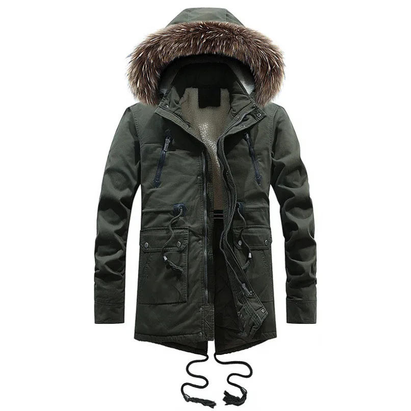 army green Новая горячая распродажа мужская куртка зимняя мужская повседневная стеганая куртка с капюшоном утепленное пальто осенняя винтажная верхняя одежда мужская одежда - Цвет: army green