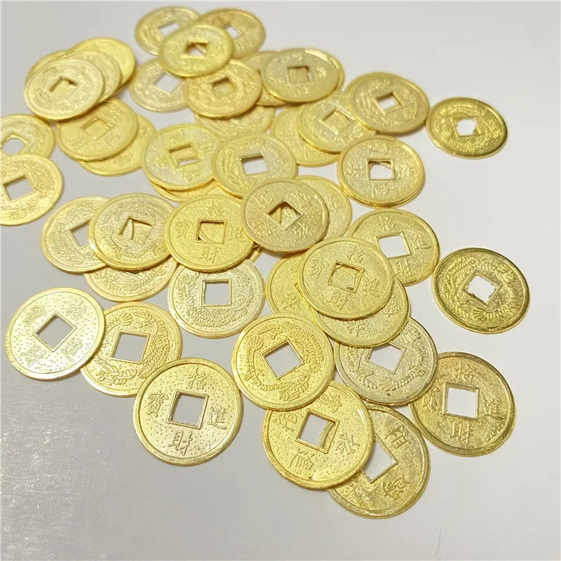 Fortune and Treasure Alloy Coin Square Hole Chips Plating Disk 50Pcs/set Diameter 19mm For Board Game accessories poker chips ceramic chess chips mahjong chips
