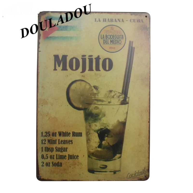 [Douladou] Mojito коктейль для бара настенные знаки металлическая живопись домашний бар Паб Клуб настенные таблички настенные PostersPub магазин плакат 20x30 см