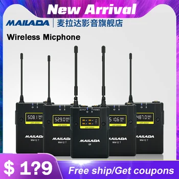 

Mailada WM12 professional wireless lavalier microphone UHF 50m transmission lapel microphone for SLR cameras camcorder phones