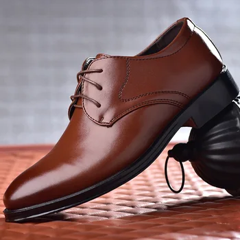 Men Leather Business Dress Shoes Shock-Absorbing Footwear 2