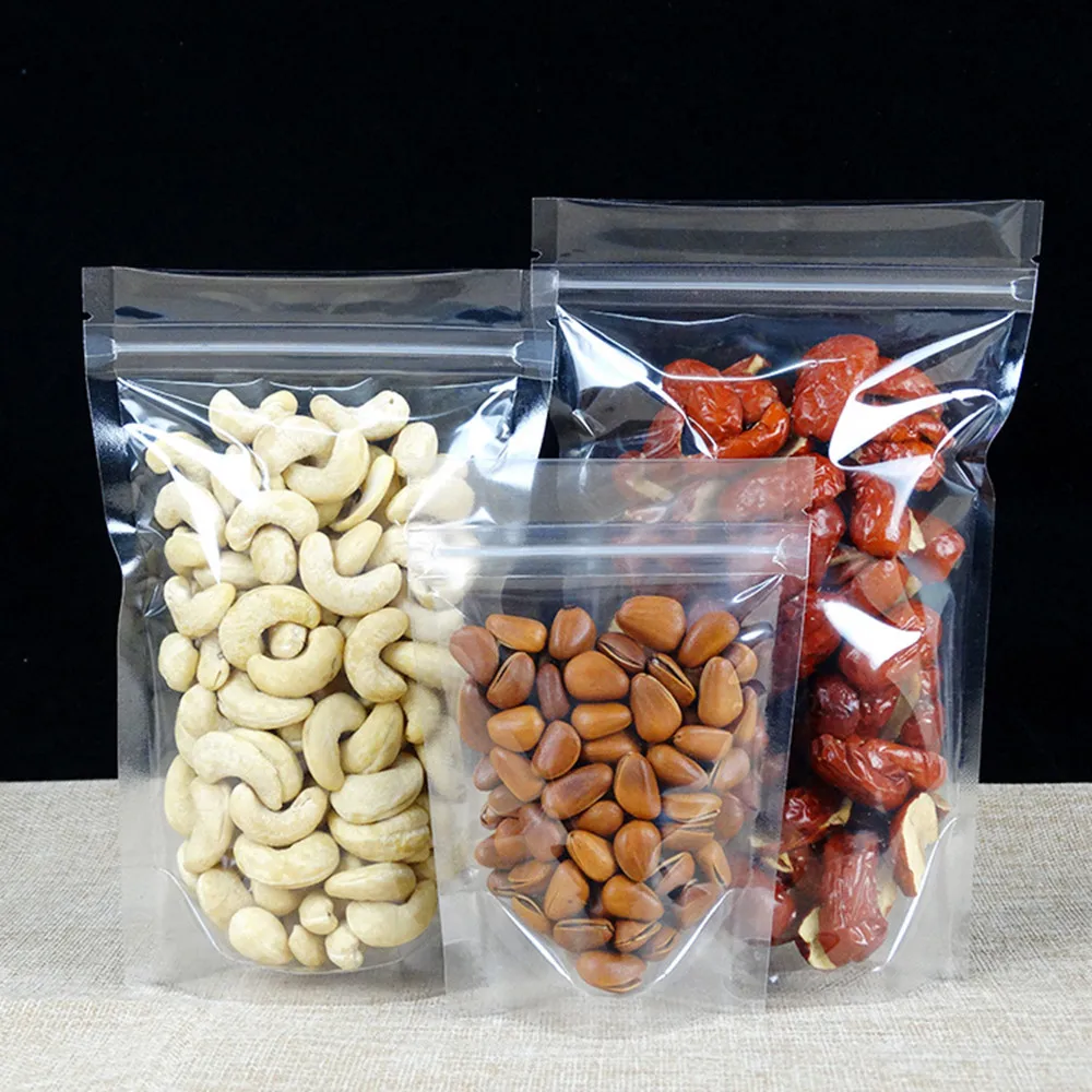

DHL Clear Stand Up Bag Plastic Zip Lock Pack Pouches Zipper Transparent Nuts Fruit Snack Food Beans Retail Packaging Poly Bag