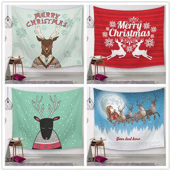 

Merry Christmas Tapestry Deer Tapestries Hippie Boho Wall Hanging Christmas Decoration For Home Mandala Beach Towel Table Cloth