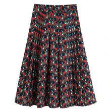 RR повседневные плиссированные юбки женские Модные свободные юбки с принтом женские элегантные юбки до середины икры женские JC