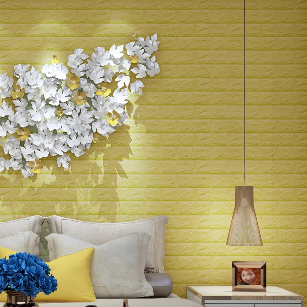 DIY 3D Brick PE Foam Wallpaper Self-adhesive Panels Room Decal Stone Decoration Embossed brick wallpaper Wall Stickers #2d08 (16)