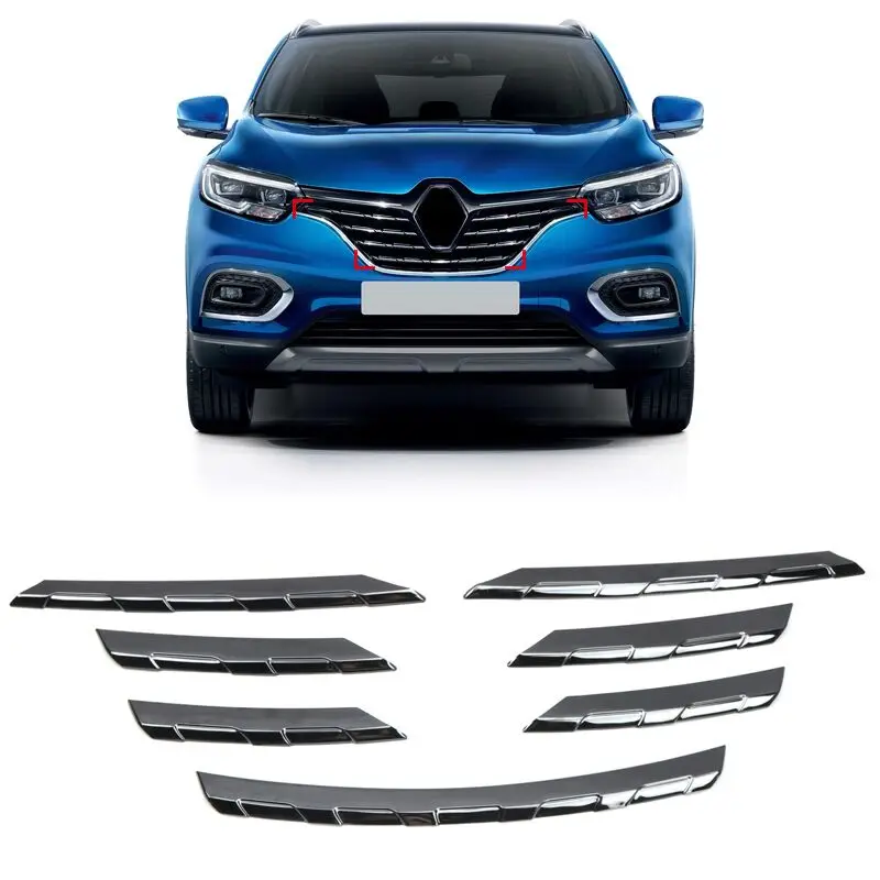 

Car Styling Accessories for Renault Kadjar 2019 2020 Auto Exterior Front Console Center Grilles Grill Stripe Cover Trims 7pcs