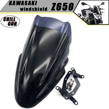 

Motorcycle Sports Double Bubble WindScreen Windshield Viser VIsor Wind Deflectors For Kawasaki Z650 2017 2018 2019 2020 Z 650