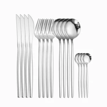 

Stainless Steel Cutlery Golden Silverware for Restaurant Fork Spoon Knife Set Complete Dinnerware Chopsticks Spoons Dropshipping