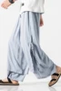 Men Linen Harem Pants Men Breathable Solid Color Irregular Wide Leg Pants Male Street White HanFu Kongfu Skirt Trousers 5XL 6