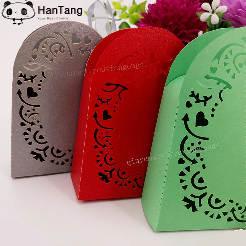 10/50Pcs Laser Cut Hollow Favors Gifts Candy Boxes With Ribbon Baby Shower Box wedding dragees Party favor box for guests 5z | Дом и сад