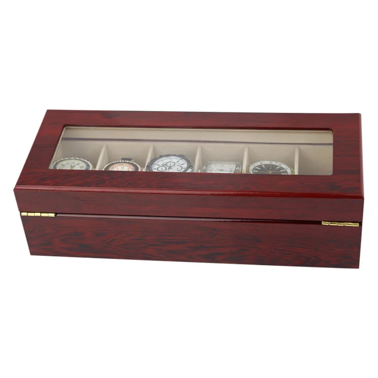 

Paint Watch Box 6 Grid Wood Top Grade Piano Finish Watch Packaging Box Counter Display Box