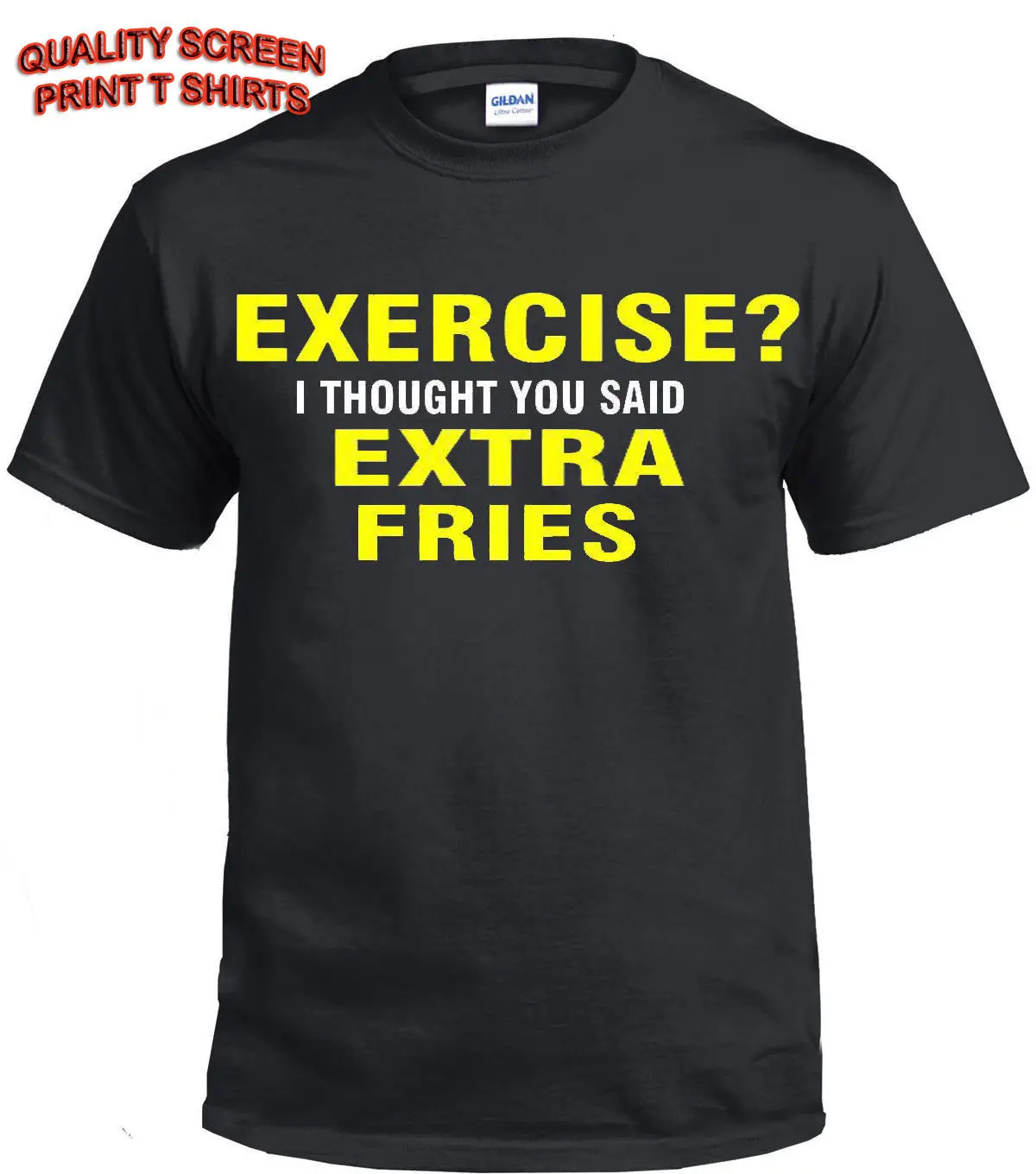 Упражнение Think YOU SAID EXTRA FRIES Мужская футболка/смешная/толстая/шутка/подарок на день