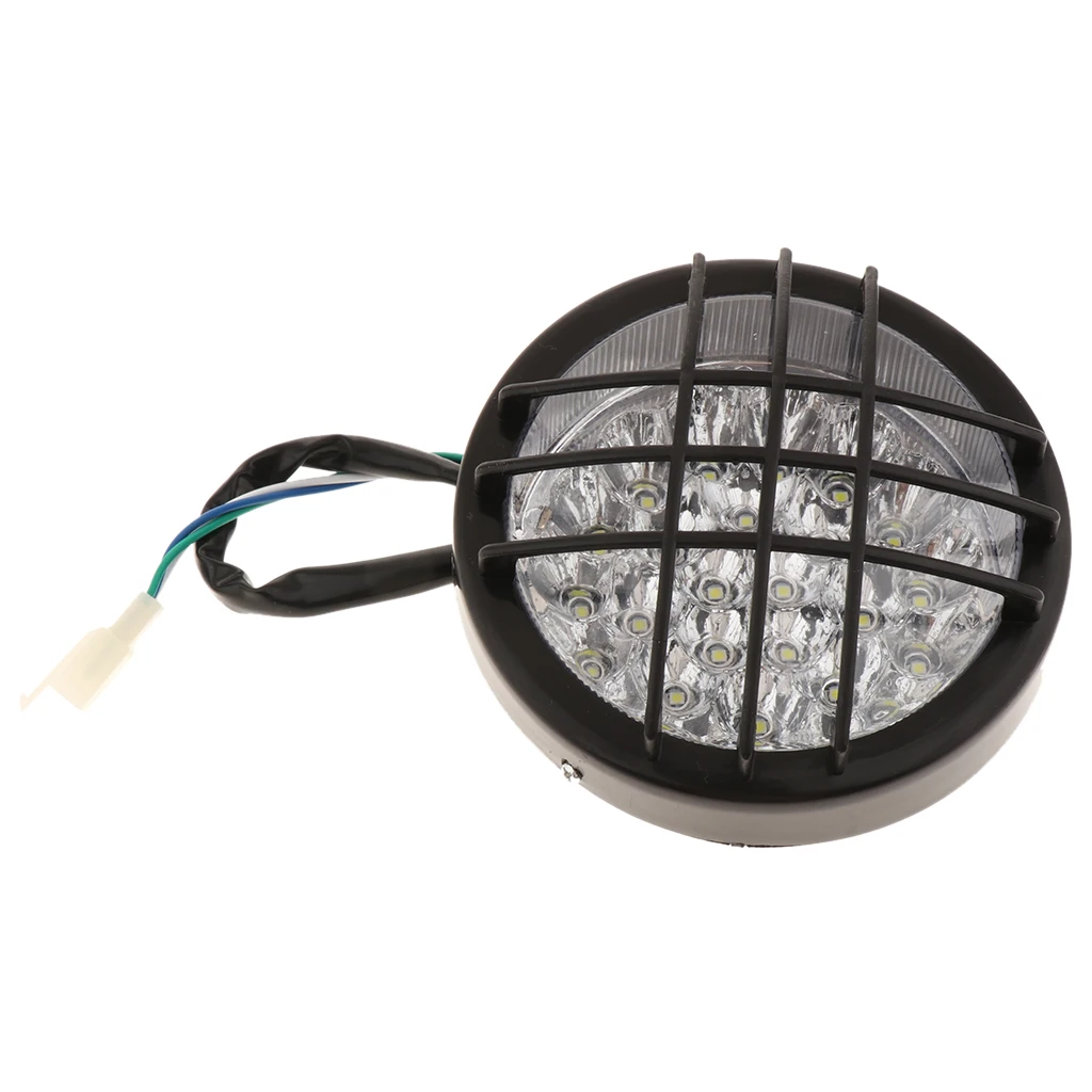 Bright Headlamp 12V LED Light Round Grid Headlight Front Signal Indicator Lamp