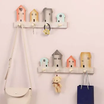 

Nordic House Shape Decor Storage Shelf Rack Wall Hanging Wood Toys Model Baby Kid Room Furnish Artic Home Decoration