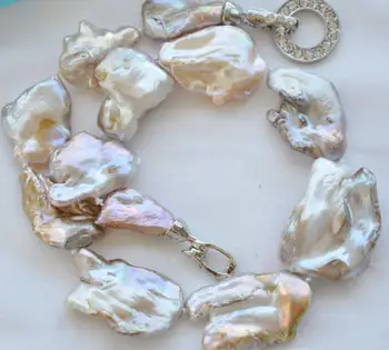 

Jewelry Free Shipping HUGE 40mm lavender baroque keshi Reborn necklace