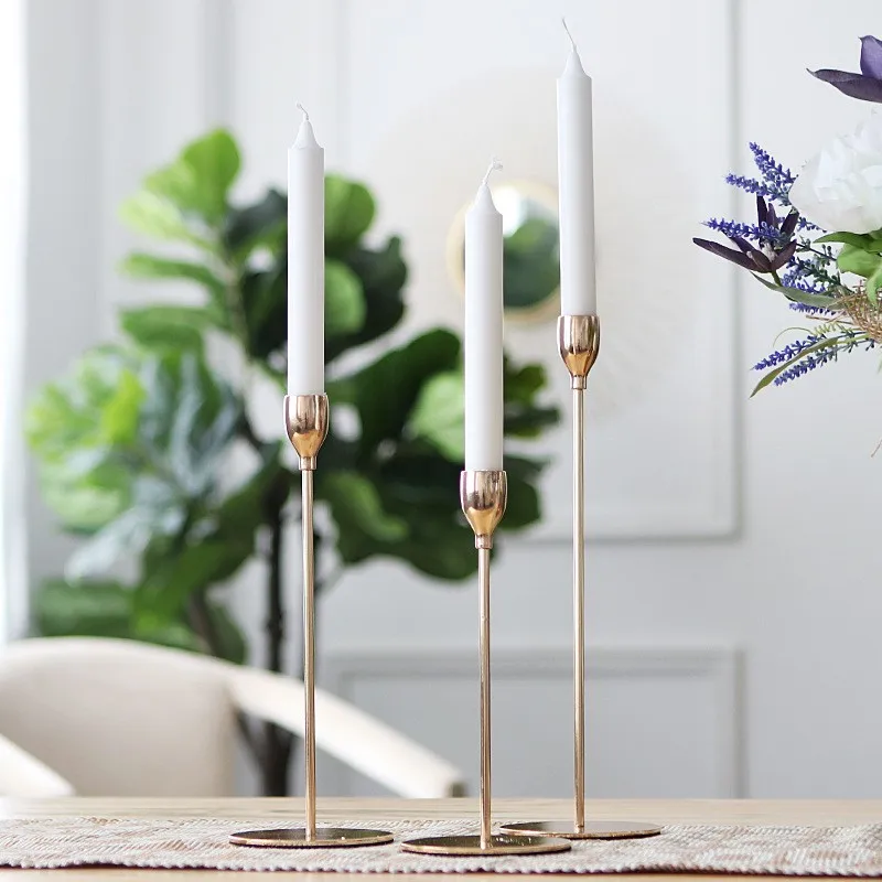 

Simple Creative Metal Iron Art Candlestick Gold Dining Table Candle Holder Home Decoration Accessories Modern Wedding Supplies