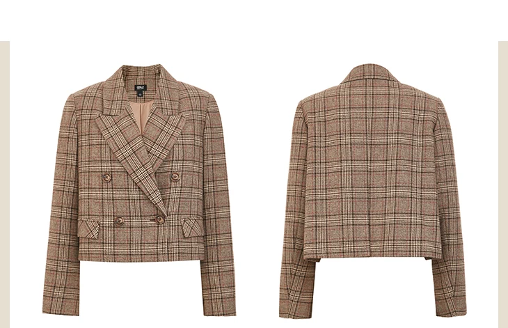 ONLY Autumn Winter Women's Short Checked Suit Jacket | 119308544