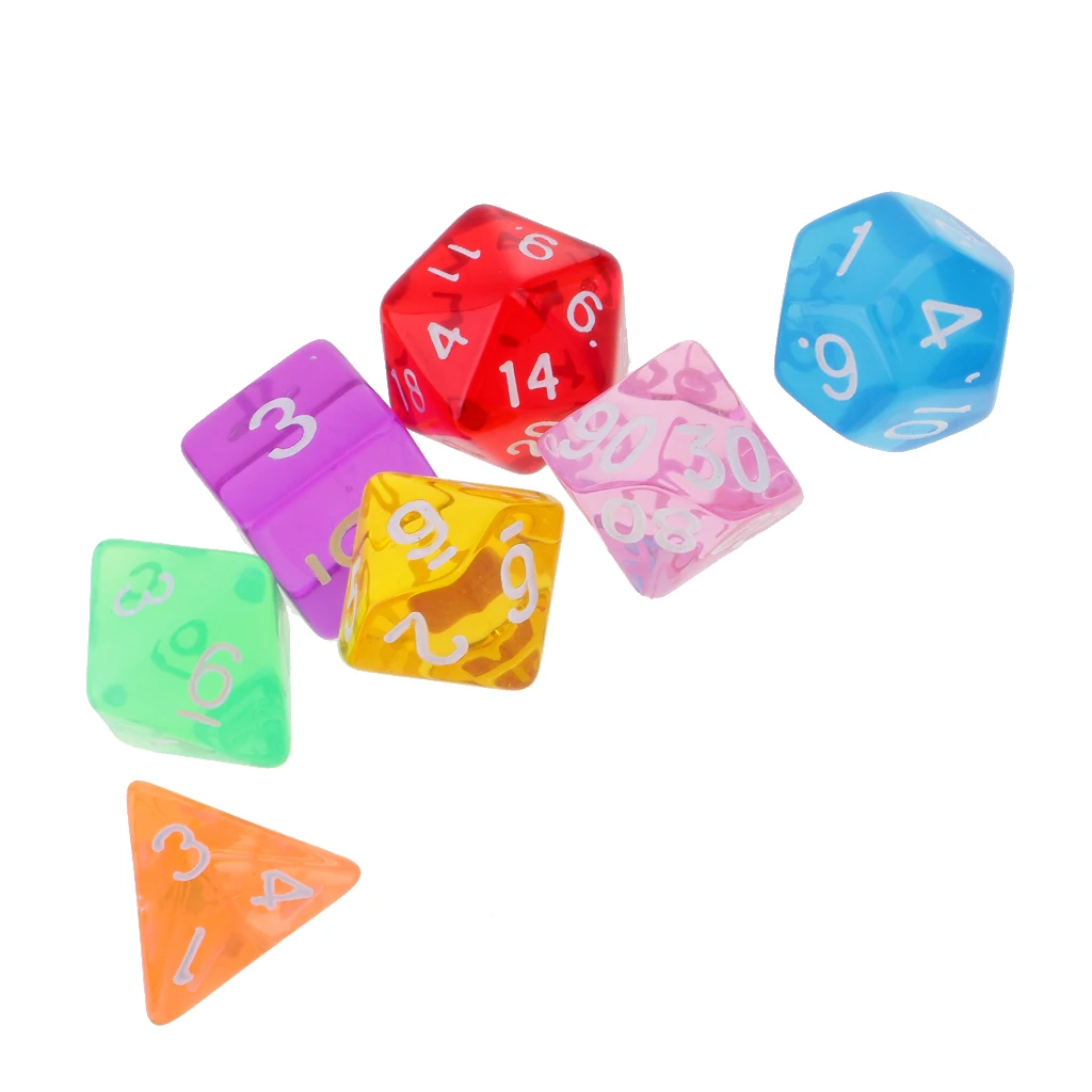 7Pcs 16mm Dice d20 d12 d8 d10 d6 d4 Die Polyhedral for D&D Wargaming Players