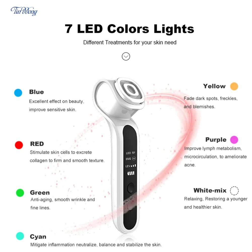  LED Photon Light Therapy Skin Rejuvenation Device Vibrator Massage 7 Colors EMS Galvanic lon +/- 5  - 4000202439253