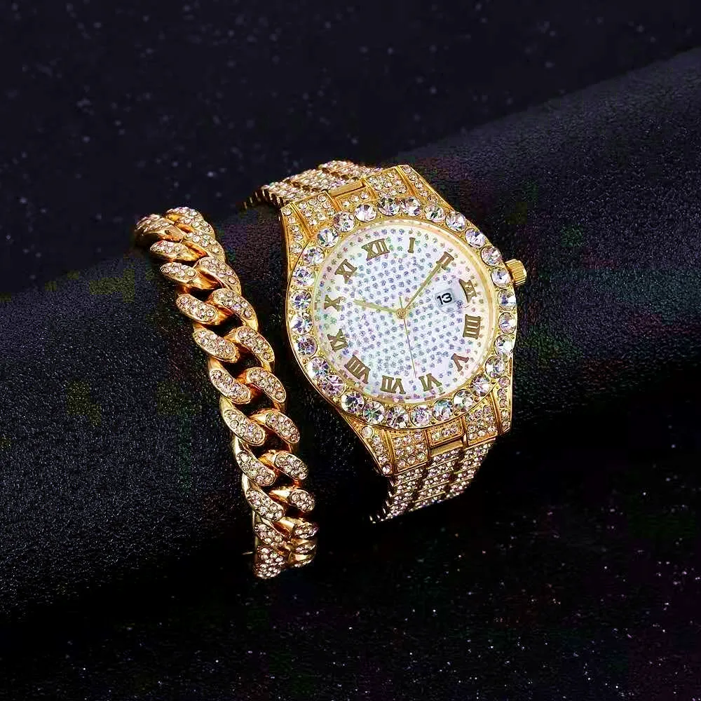 Montre Deyros Homme + Bracelet Perle Noir - Quartz, Cuir, Accessoire Cadeau, Neuf