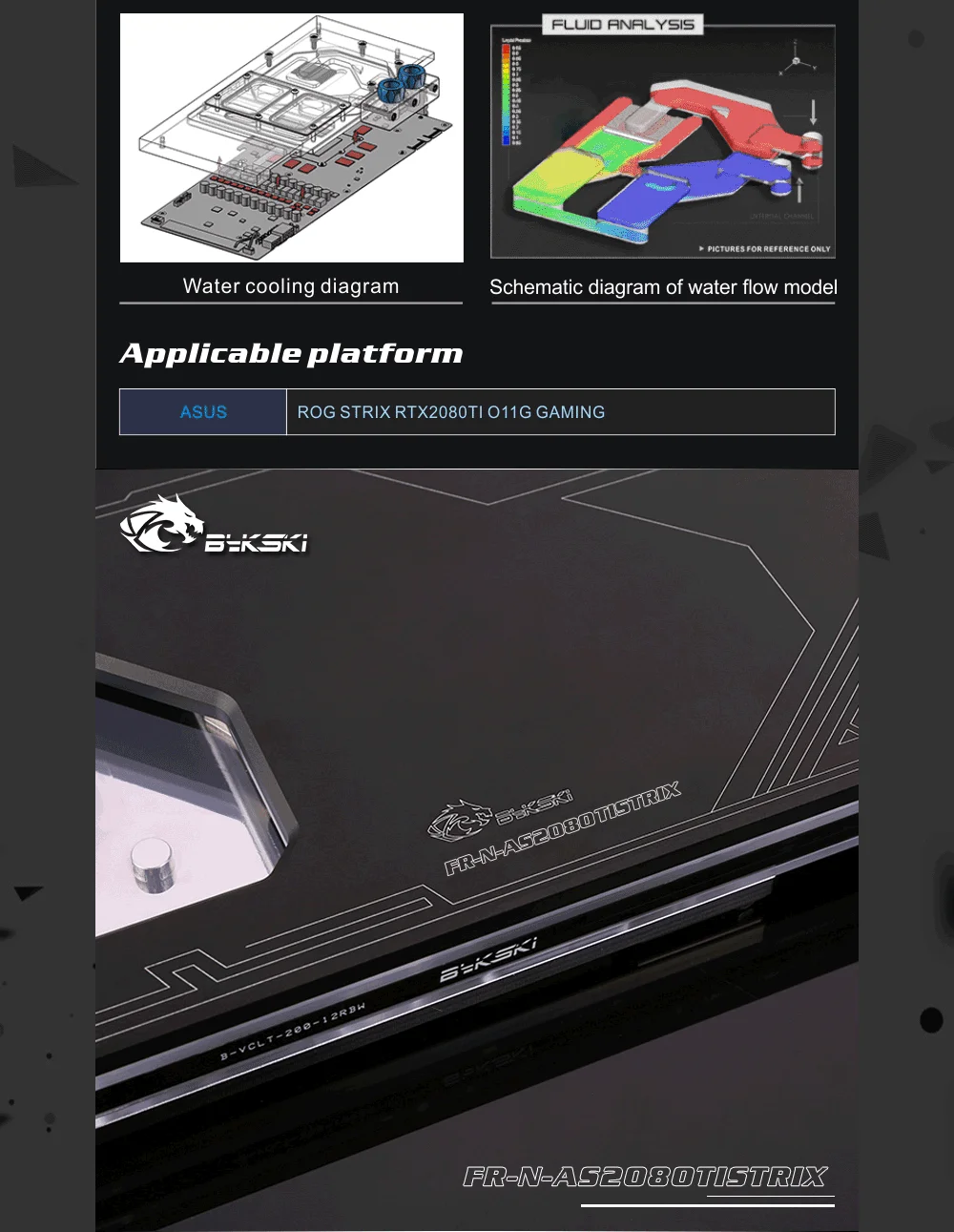 Bykski FR-N-AS2080TISTRIX-X, водоблок, бронированный стиль с цифровой термометром, для Asus Rog Strix-RTX2080Ti-O11G-Gaming