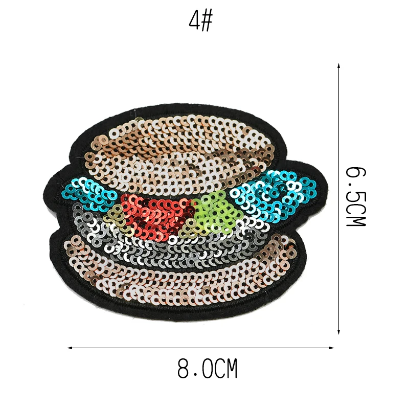 Блестки патч на наклейка на одежду гладить на вышивку патчи для аппликация на одежду пришить значок блестками гладильные Патчи передачи - Цвет: 4 Hamburgers