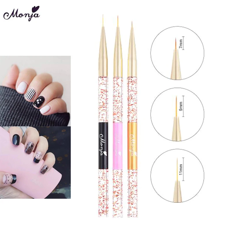 7/9/11 мм акриловые лайнера УФ-гель с блестками Nail Art кисти для рисования картины резьба ручка дизайн Маникюрный Инструмент инструменты для украшения