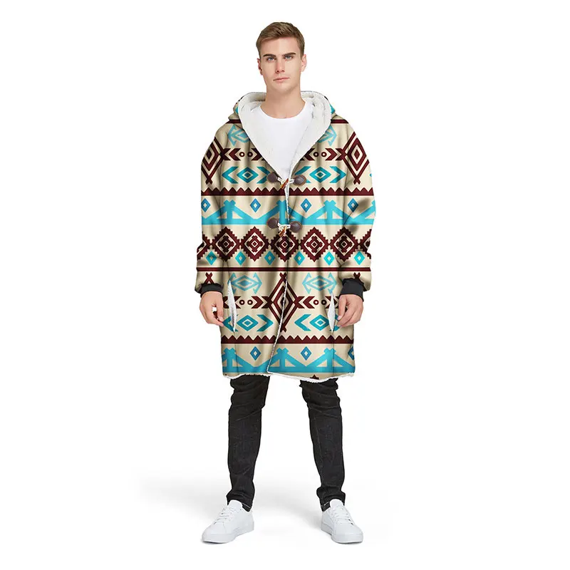 Boho плед с капюшоном Одеяло свитер пуловер для взрослых теплый плюшевый карман ТВ флисовое пальто 3D богемные рукава конверт с капюшоном - Цвет: Type 16