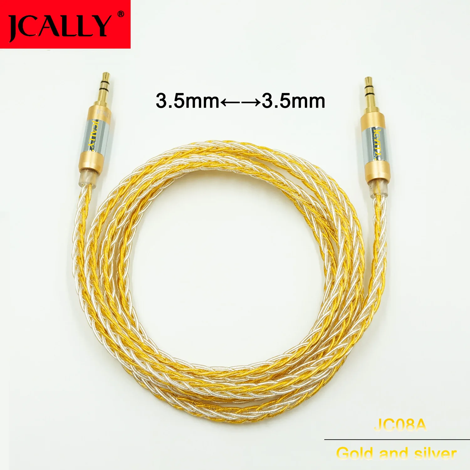 JCALLY JC08A бескислородное медное покрытие 3,5 пар 3,5 пара линия записи обновление линии AUX аудио кабель - Цвет: Gold and silver