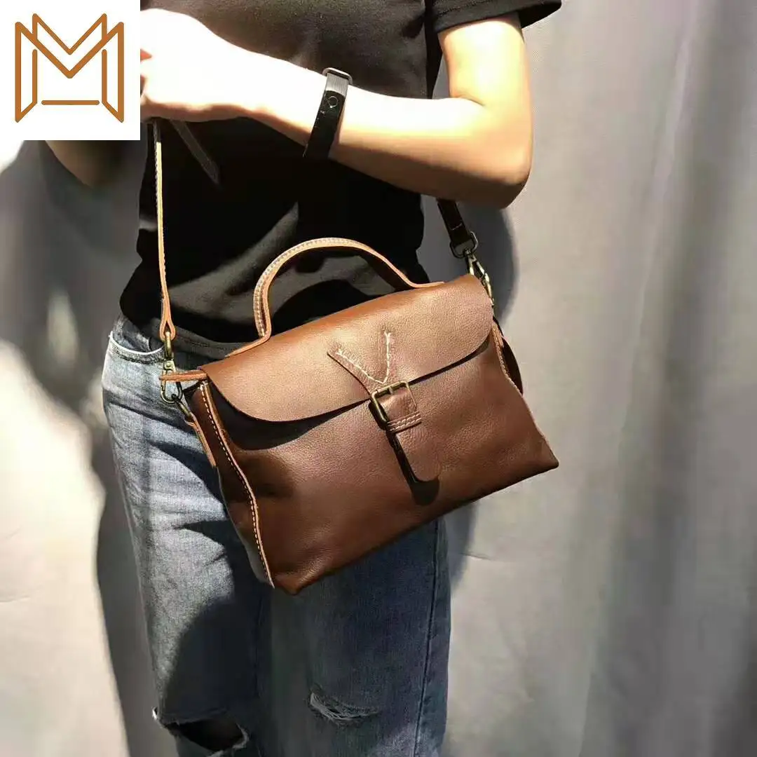 

Head Layer Cowhide Document Package Literature Concise Genuine Leather Single Shoulder Satchel