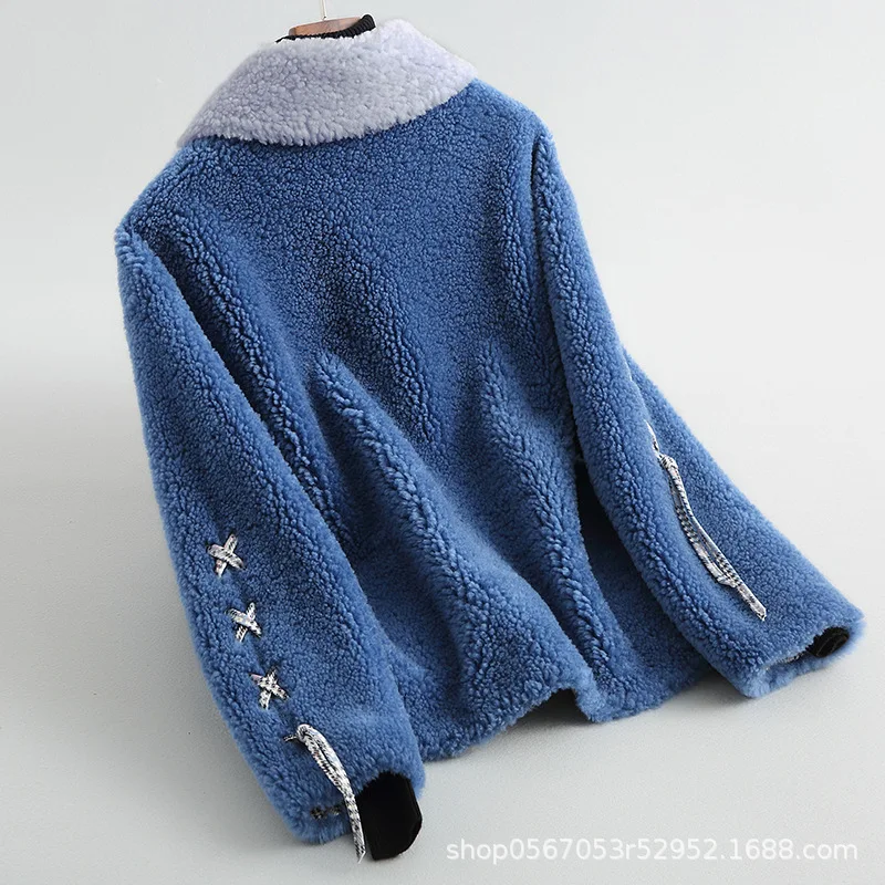 

Real Wool Fur Coat Women Short Sheep Shearing Autumn Winter Jacket Korean Coats and Jackets Women 2020 868527 KJ2633