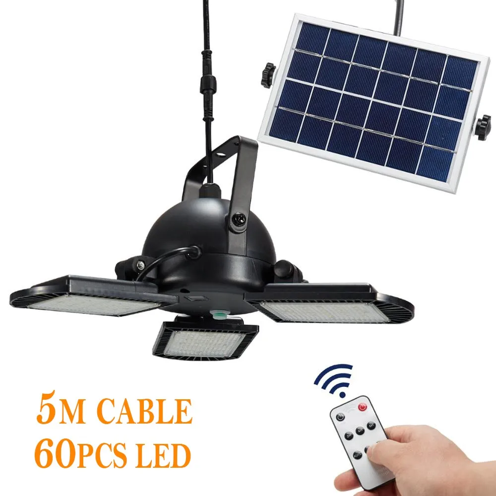 

Newest Solar Light with 3 Lamp Head 60 LED Adjustable Lightness Lights With Remote Control Outdoor Waterproof Solar Garden Lamps