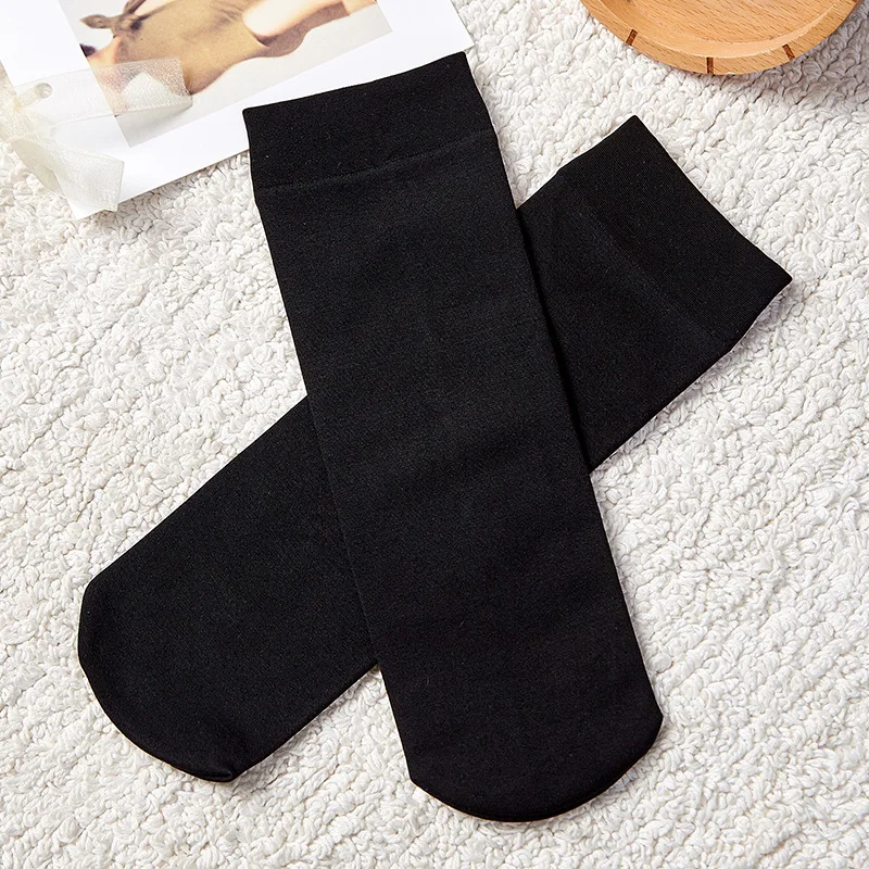 Новые зимние теплые женские теплые шерстяные кашемировые зимние носки бесшовное бархатное сапоги женские носки для сна s - Цвет: Черный