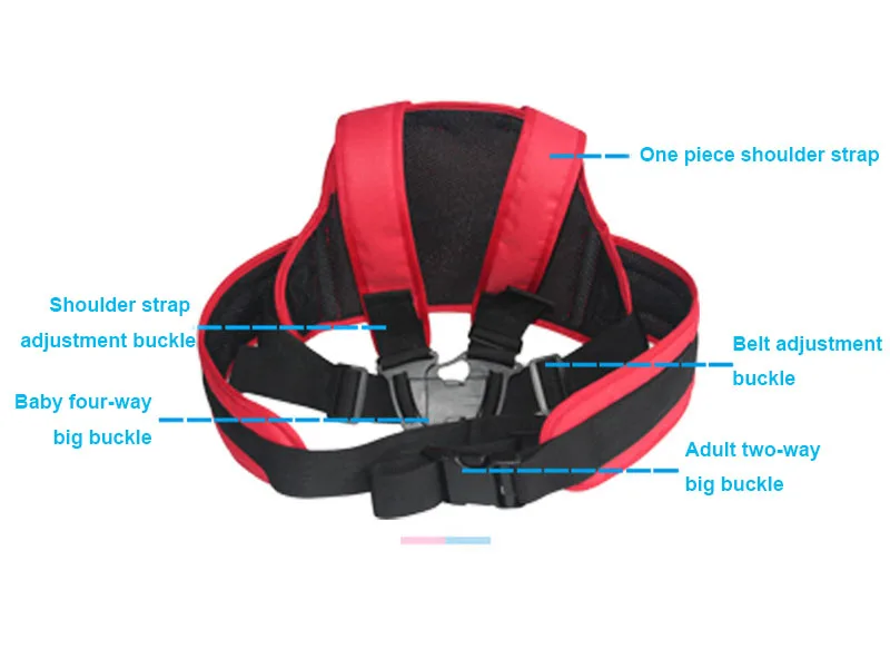 Children Motorcycle Safety Seat Strap Outdoor Belt Harness Chest Vehicle Red 
