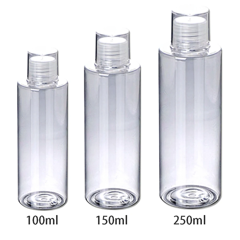 Refillable Empty Screw Lids Plastic Clear Shampoo Toner Top Essential Oil Lotion Body Wash Travel Home Container Bottles