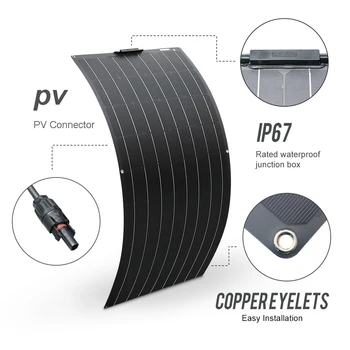 

JingyangSolar 100w 18V ETFE Solar panel Monocrystalline solar cell for 12V battery charger mono solar panel for RV Home Boat