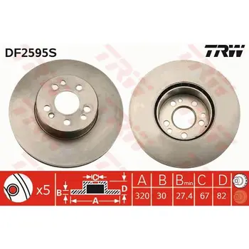 

Disc brake front MB W140/C140 2.8-6.0 91-99 TRW DF2595S