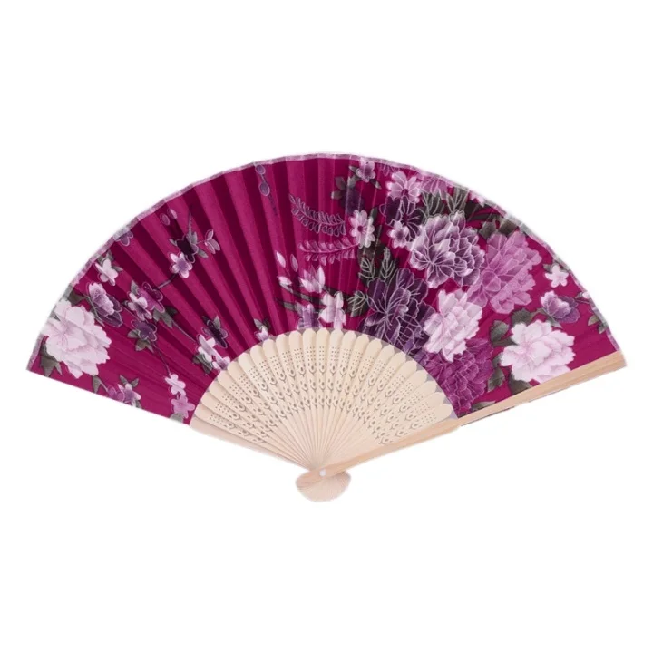 10 Colorful Chinese Bamboo Folding Hand Fan Flower Floral Wedding Dance Party Decor Au08 19 Dropship - Color: 10